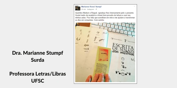 Print de referência acadêmica citando o livro Escrita de Sinais sem Mistérios: Marianne Stumpf UFSC