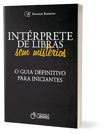 Livro impresso Intérprete de Libras sem Mistérios visto de frente e de lado