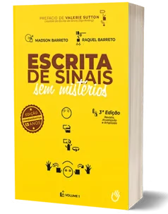 Capa 3D do livro impresso Escrita de Sinais sem Mistérios, 3ª edição