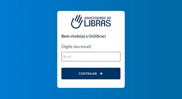 Tela de login do Portal UniLibras